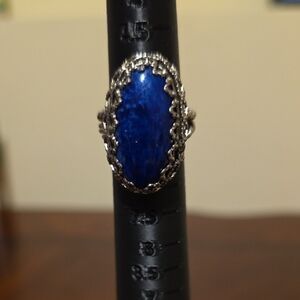 Vintage Elegant Blue Silver Women's Ring